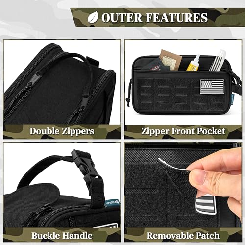 PAVILIA Tactical Toiletry Bag Men, Water Resistant Molle Military, Black XL - color: Black, size: Extra Large