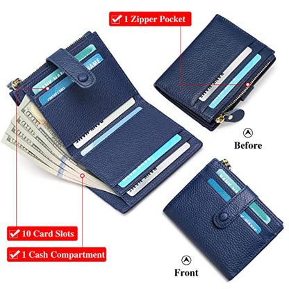 FALAN MULE Small Wallets for Women RFID Blocking Leather Womens Wallet - color: AD-Royal Blue