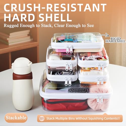 Zipper Pouches, Hard Shell Toiletry Bag, Cosmetic Bags (Tall M + 5S) - size: Tall M+5S