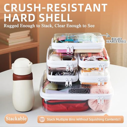 Zipper Pouches, Hard Shell Toiletry Bag, Cosmetic Bags (Tall M + 5S) - size: Tall M+5S