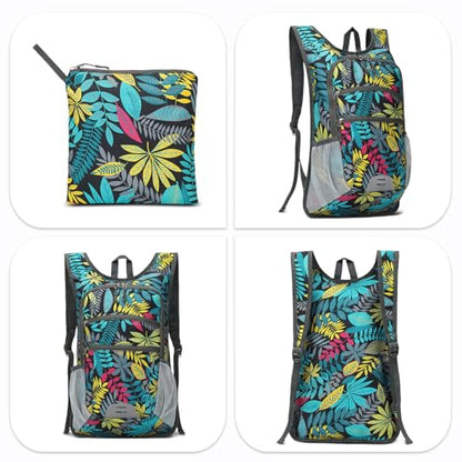 Lightweight Foldable Daypack Travel Backpack 20L, Leaf Print - color: Leaf Print