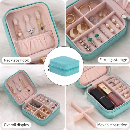 4 Pack 3.9 Inch Travel Jewelry Boxes - Portable Ring Case, Necklace Organizer Box - 4 Colors PU Leather