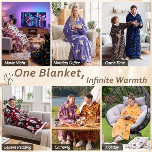 Capecage Long Wearable Blanket Hoodie with Big Pocket,Gift for Women or Men - color: Sloth