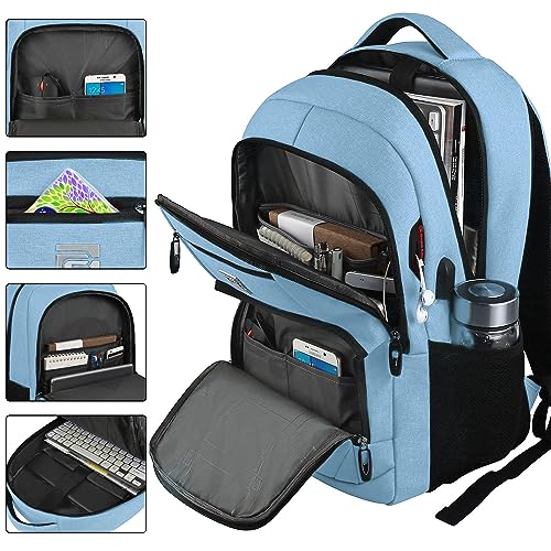 Volher Laptop Backpack,Business Travel Anti Theft Slim College Backpack - color: Pale Blue, size: 15.6 Inch, style: Laptop