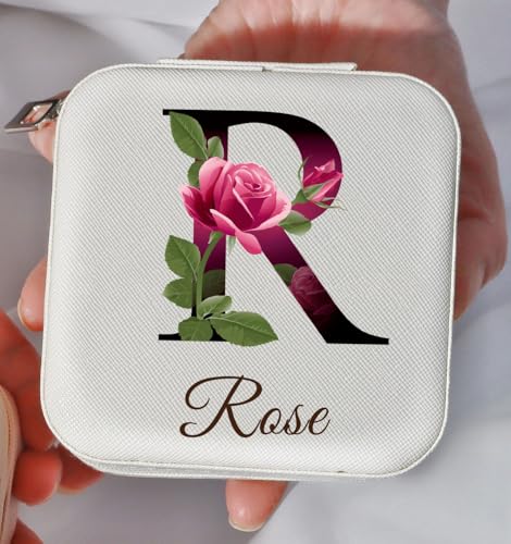 Ships Next Day, Initial Name Travel Jewelry Case - Teacher Appreciation Gifts - Small Jewelry Travel Organizer Box Teen Girl Gifts Trendy Stuff - style: Style 08