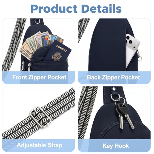 Anti Theft Sling Bag for Women, RFID Crossbody Purse Travel Blue - color: Dark Blue