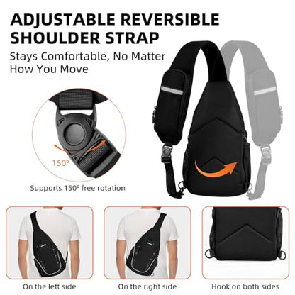 Crossbody Sling Bag, Lightweight Travel Sling Backpack with RFID Blocking - color: Black