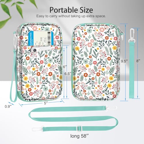 FINTIE Family Passport Holder for Travel, 6 People Big Capacity Clutch Bag - color: Spring