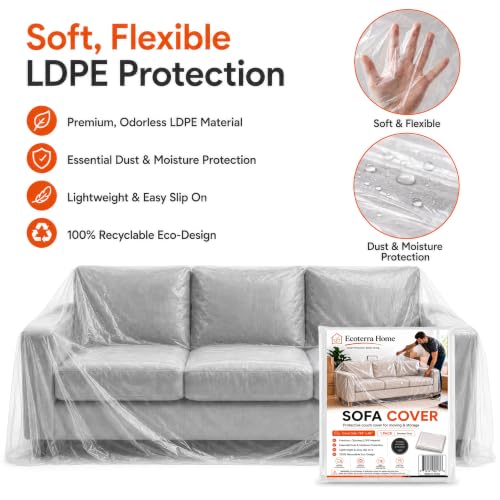 Plastic Furniture Cover for Moving, Dustproof Couch Cover for Sofa,2-Pack - size: Sofa-2PACK