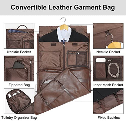 Convertible Garment Duffel Bag, 2-in-1 Hanging Suitcase for Travel - color: Wine Brown