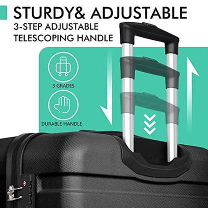 AnyZip Luggage PC ABS Hardside Lightweight Suitcase with 4 Universal Wheels TSA Lock Checked-Medium 24 Inch Black - color: Black, size: 24" Checked-Medium