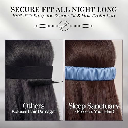 SLEEP SANCTUARY 100% Pure Mulberry Silk Sleep Mask - 22 Momme Light Blocking 3D Contour Silk Eye Mask for Sleeping - Secure Fit for Side Sleepers, Women & Men - Cloud Soft (Misty Blue) - color: Misty Blue