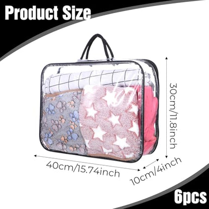 6 Pcs clear packing cubes, Large clear packing cubes for Travel, PVC Transparent Storage Bags with Handle, Waterproof Vinyl Organizer for Suitcase Clothes, Sweaters, Shirts, and Travel Essentials