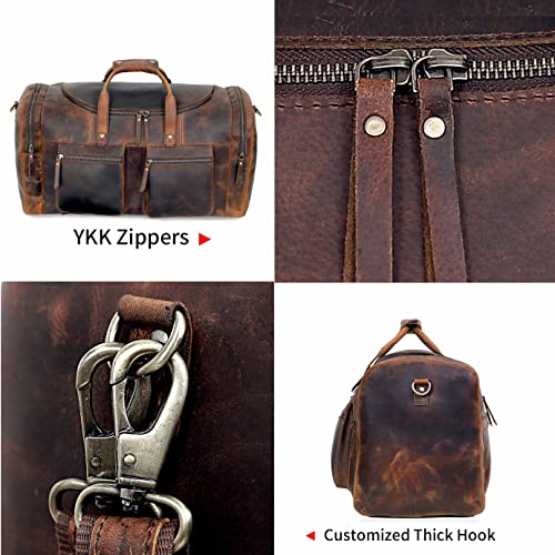 32" Vintage Duffel Classic Style with Modern Outlook Retro Thick Full Grain Cowhide Handmade Airplane Under seat Carry On Bags Leather Gym Overnight Luggage Bag - size: 32 inch