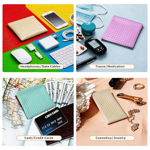 6 PCS Squeeze Small Purse Organizer Pouches & Sunglasses Case - color: Black+Purple+Gold+Green+Black+Gold, size: 4.7"×4.7"+3.5"×7.1"