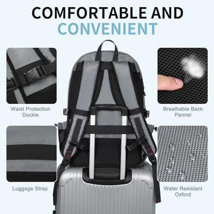 Hiking Daypack Camping Expandable Travel Backpack Men Women 40L - color: Smoke Grey, size: Medium