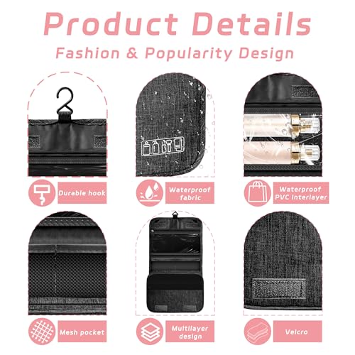 Toiletry Bag Travel Bag with Hanging Hook for Women and Men,Black - color: A-Black