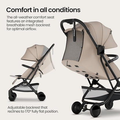 Mompush Velo Lightweight Travel Stroller Travel Bag Included - color: Chalk Beige, size: Stroller+Travel Bag