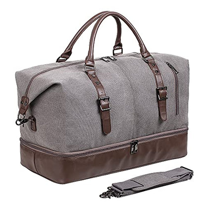 Weekender Overnight Bag Carry On Bag Travel Bag with Shoe Pouch - color: Grey