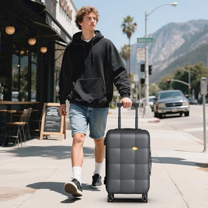 MGB Hardshell Carry On Luggage with Spinner Wheels & Built-in TSA Lock,PC Durable Suitcase Rolling Luggage with Scratch-Resistant Surface, Charcoal Grey - color: Charcoal Grey, size: Carry-On 20 Inch