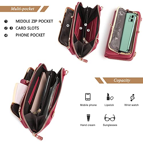 Montana West Crossbody Cell Phone Purse for Women RFID Blocking Cellphone Wallet - color: Wallet Red