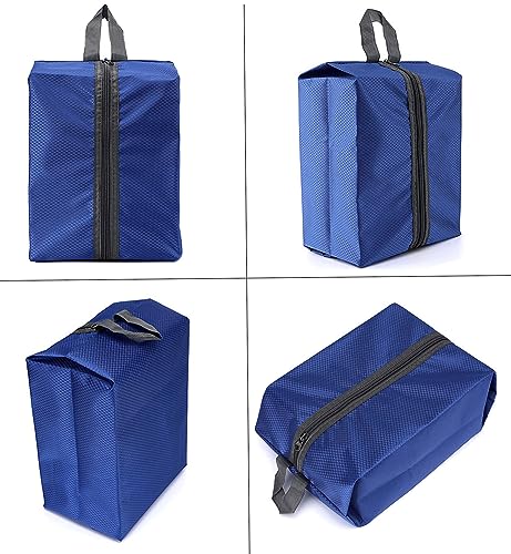 Washable Shoe Bags for Travel, 4 Pack Blue, Nylon and Oxford Fabric, Zipper Closure