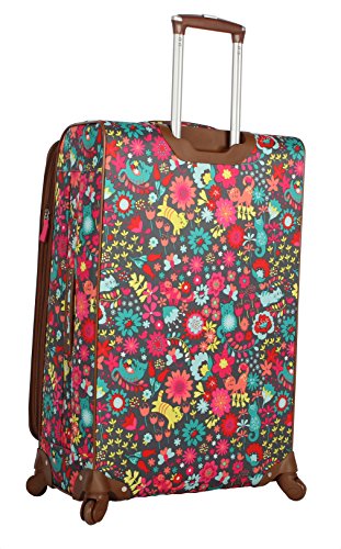 Lily Bloom Design Pattern 28" Luggage Softside Expandable With Double Spinner Wheels, Large Lightweight Suitcase Checked Bag For Women - color: Playful Garden