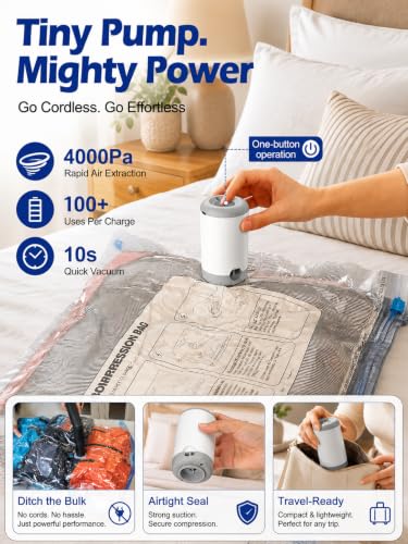 Fantictas Vacuum Storage Bags for Clothes, 18 Pack with Electric Pump - size: 18 Combo