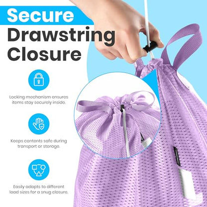 Handy Laundry XL Heavy Duty Mesh Laundry Bag 24x36 in, Drawstring Purple - color: Purple, size: 1-Pack