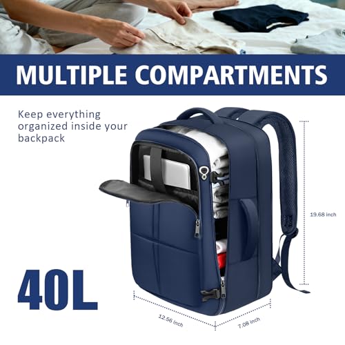 Travel Backpack for Men, 50L Expandable Large Carry On TSA Backpack, Blue - color: Blue