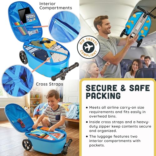 Kiddietotes Sesame Street Ride-On Scooter Suitcase, Foldable Carry-On - style: Cookie Monster