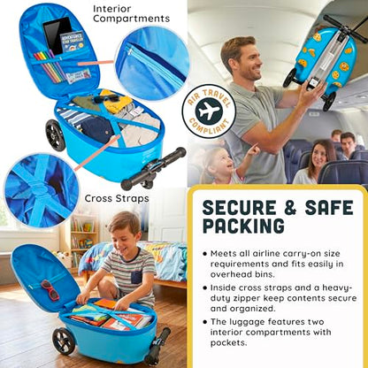 Kiddietotes Sesame Street Ride-On Scooter Suitcase, Foldable Carry-On - style: Cookie Monster