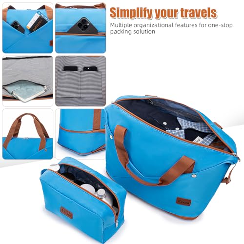 Eeeza Luggage Sets 6 Piece Suitcases (SkyBlue, 16"/20"/24"/28/DB/TB) - color: Sky Blue, size: 6 Piece Sets (16/20/24/28/DB/TB)