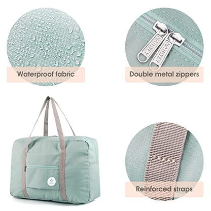 Narway Personal Item Travel Bag, Foldable Carry on Duffle Bag for Women Men - color: AB-Mint Green