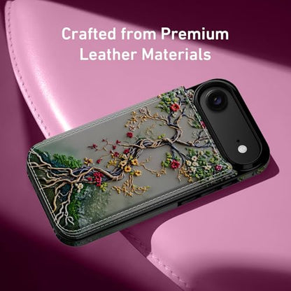 FUNMIKO for iPhone Air Wallet Case, Card Holder, RFID-Blocking - color: Blooming Tree of Life, size: iPhone 17 Air