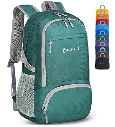 ZOMAKE Lightweight Packable Backpack 30L, Foldable Travel Hiking Daypack - color: Dark Green