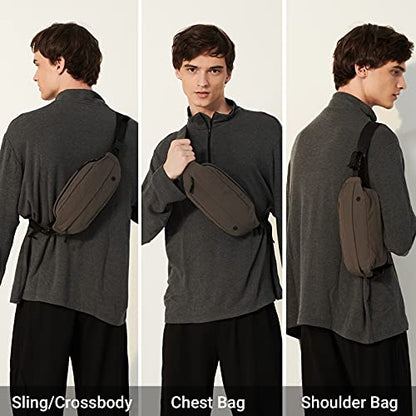 Purevave Washed Nylon Small Sling Bag for Men, Crossbody Bag for Men, Mens Sling Bag Crossbody 2.5L - color: Grey