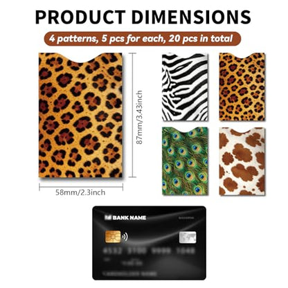 peacoblue 20PCS Leopard and Zebra Fur RFID Sleeves for Credit Cards - style: Leopard and Zebra Fur