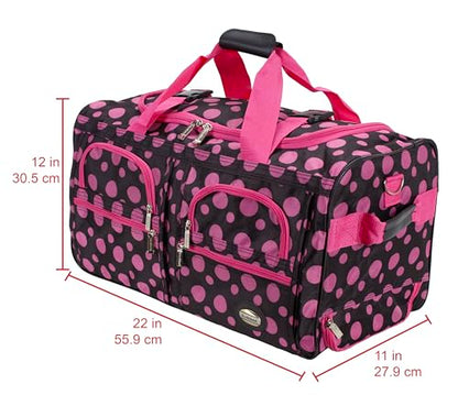 Rockland Rolling Duffel Bag, Black, 22" - color: Black Pink Dot, size: 22"