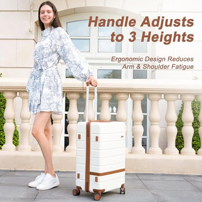 5-Piece Luggage Sets with 8 Smooth Spinner Wheels, Hard shell ABS+PC Luggage, Travel Suitcases with TSA Lock, YKK Zippers (20/24/28/DB/TB Beige) - color: Beige, size: 5 piece set (20"/24"/28")