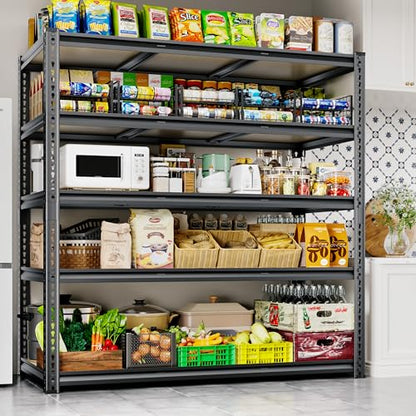 48"W Garage Shelving Heavy Duty ,5 Tier Metal Shelving Unit , 3050LBS,Black - size: 48"W x 72" H x 24" D