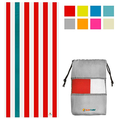 SUN CUBE Microfiber Beach Towel Quick Dry with Carry Bag, Red 78x35 Inch - color: Red, size: 78.00" x 35.00"