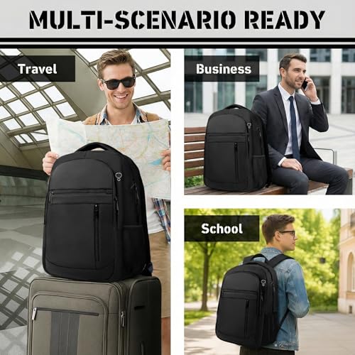 17 inch Travel Laptop Backpack, Business Work College Large Big Backpack - color: Black, size: XX-Large