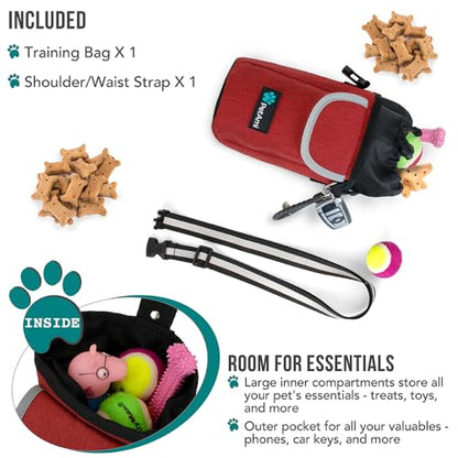 PetAmi Dog Treat Pouch, Large Hands-Free Training Bag, Red - color: Red