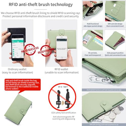 Genuine Leather RFID Blocking Passport Holder Wallet, Multi-Functional Travel Document Organizer with Zipper Pocket, Includes SIM Card Ejector Pin (Pink) - color: Pink