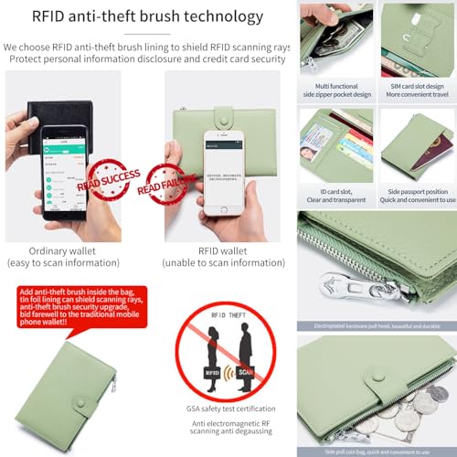 Genuine Leather RFID Blocking Passport Holder Wallet, Multi-Functional Travel Document Organizer with Zipper Pocket, Includes SIM Card Ejector Pin (Yellow) - color: Yellow