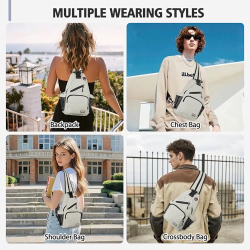 Geestock Convertible Sling Bag Crossbody Backpack for Women Men, Blue - color: Off-white, size: Large