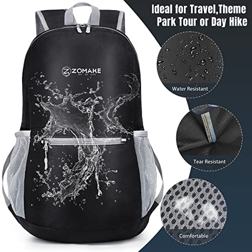 ZOMAKE Lightweight Packable Backpack, Foldable Small Travel Day Pack - color: Black