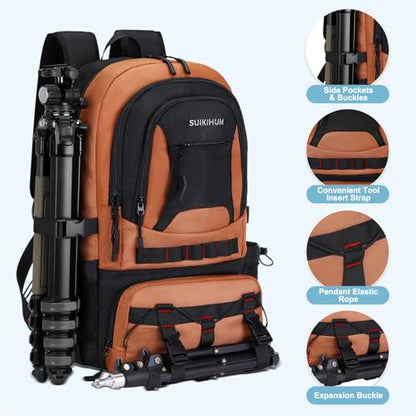 Hiking Daypack Camping Expandable Travel Backpack Men Women 40L - color: Orange&black, size: Medium