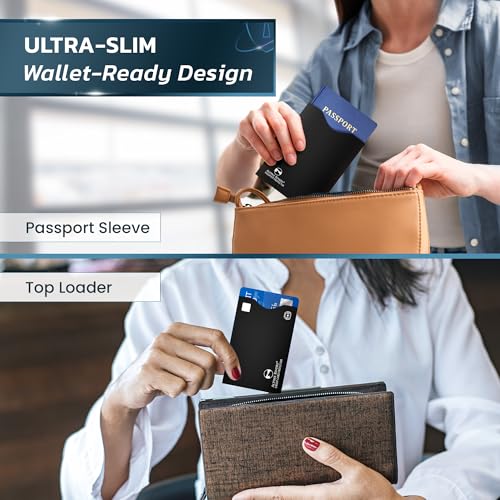 Alpine Rivers RFID Blocking Sleeves, Credit Card Protector, Passport Sleeve - color: Original Black